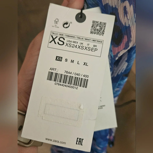 ZARA Multi colored Aztec print Asymetrical swing halter beaded top. Size L NWT - Picture 15 of 16